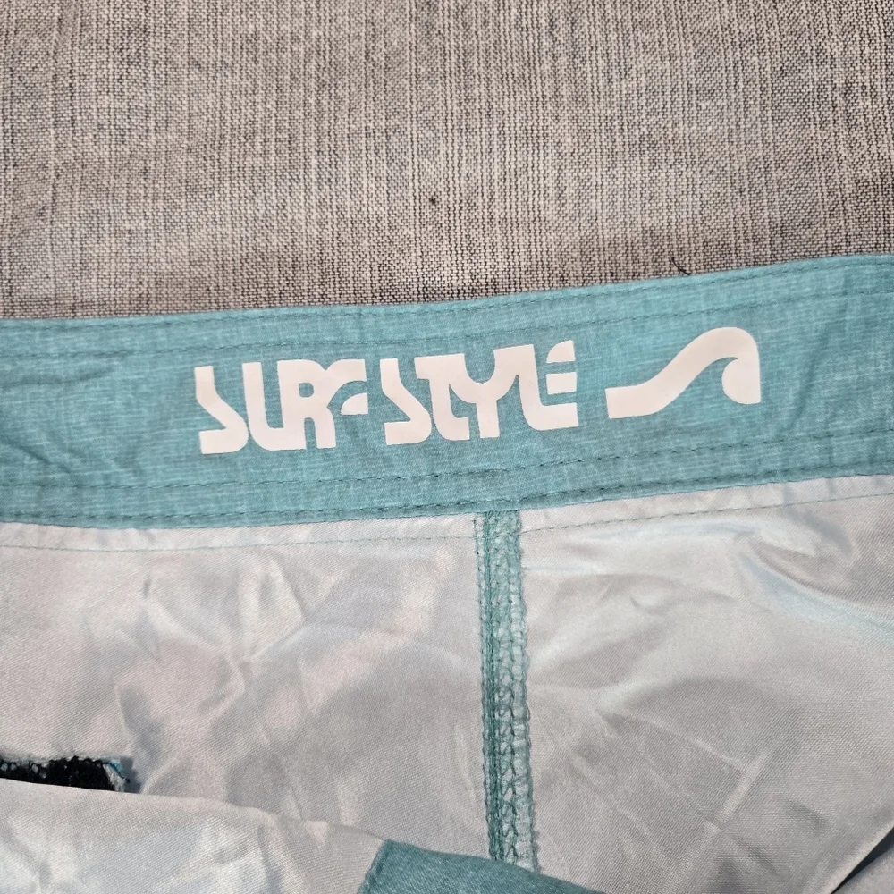 Surf Style Men Sz 32 Drawstring Waist Swim Shorts Trunks Sunset Design EUC Beach